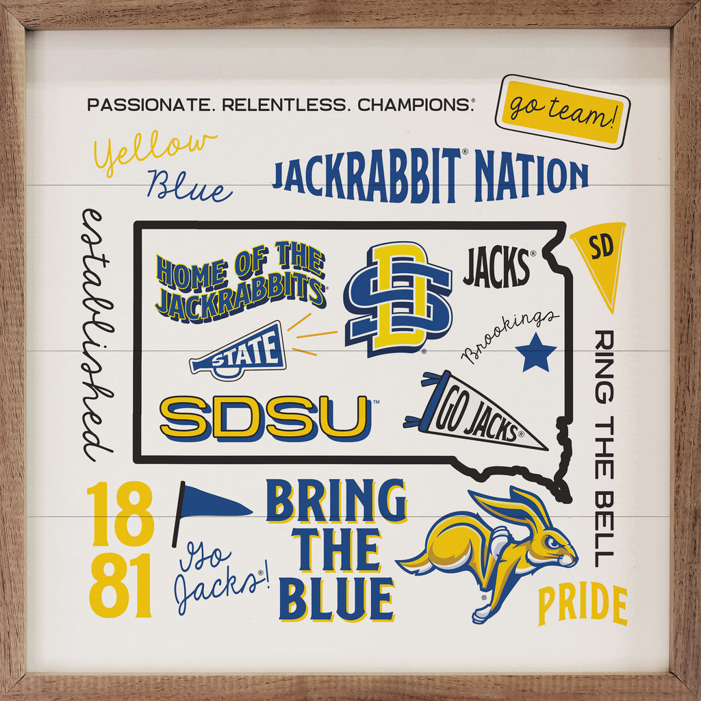 University Words South Dakota State 16x16 / White