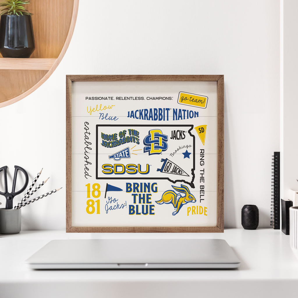University Words South Dakota State 16x16 / White