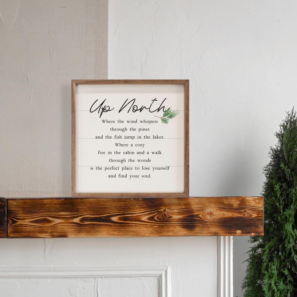 Up North Poem 16x16 / White