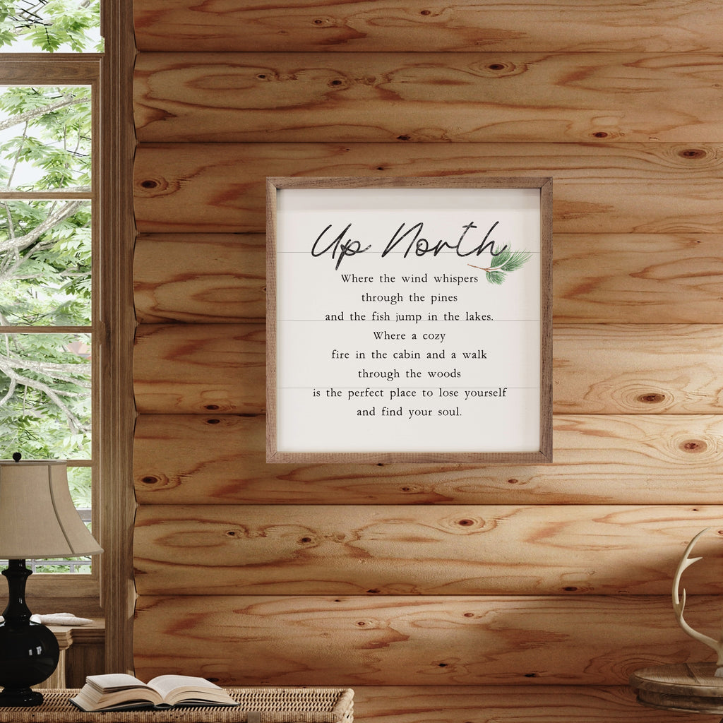 Up North Poem 16x16 / White