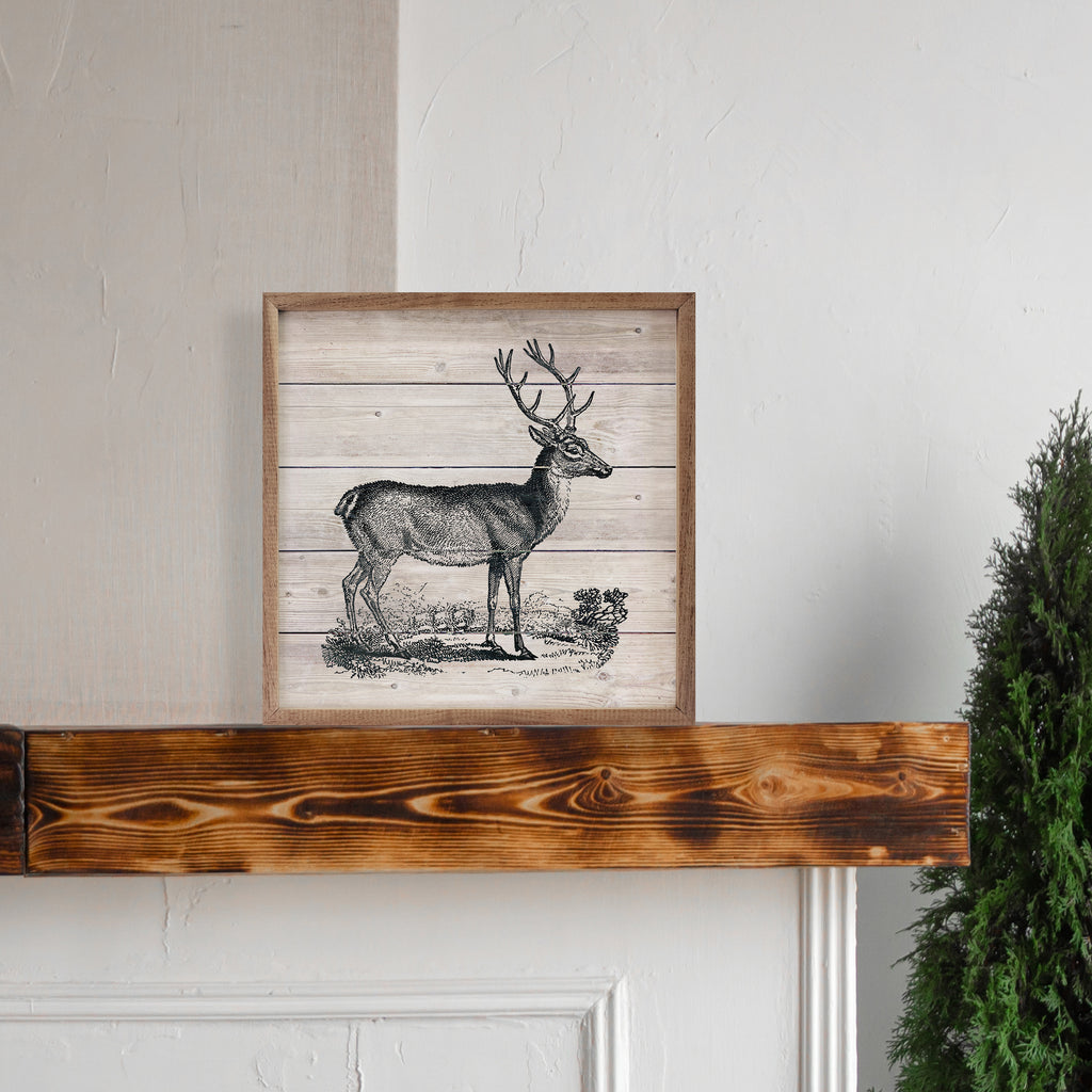 Vintage Deer 16x16 / White