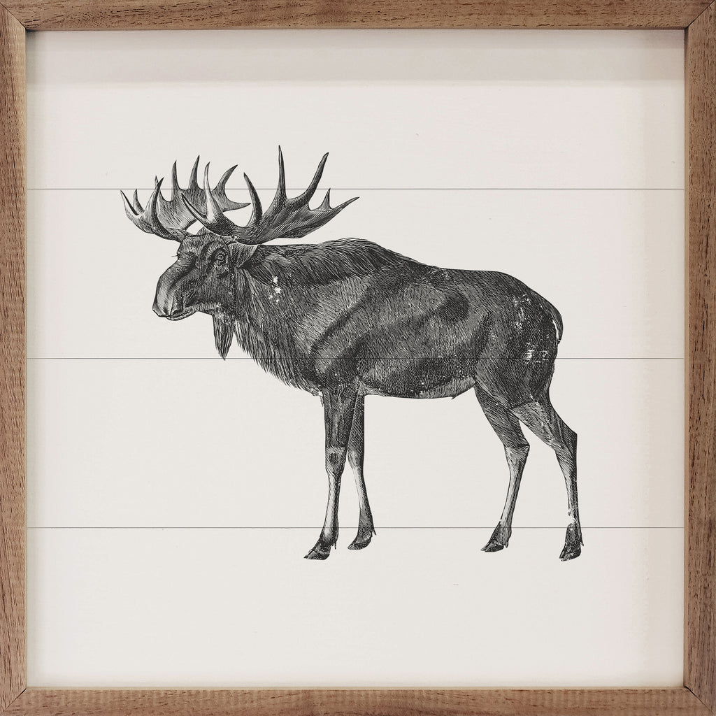 Vintage Elk Print 16x16 / White