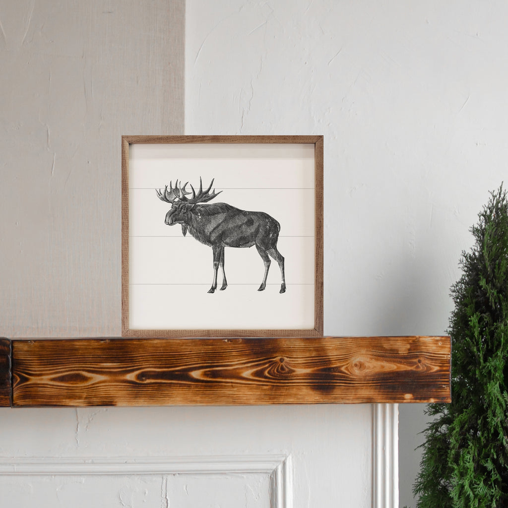 Vintage Elk Print 16x16 / White