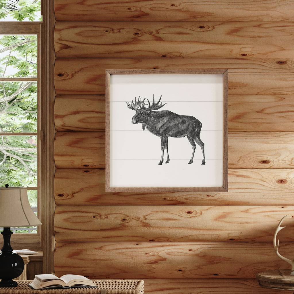 Vintage Elk Print 16x16 / White