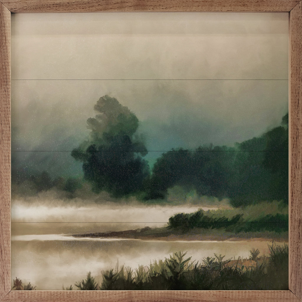 Vintage Landscape Painting 16x16 / Multi-Color