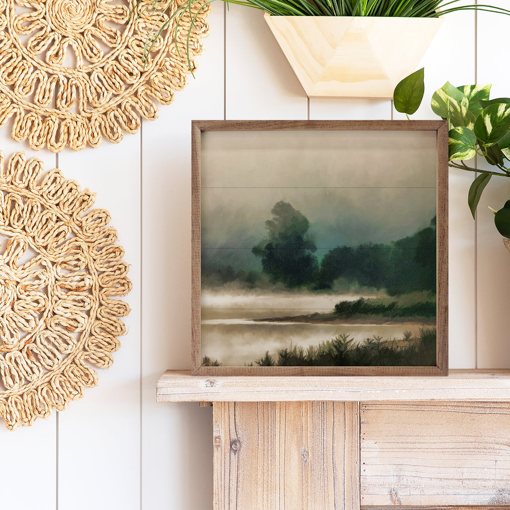 Vintage Landscape Painting 16x16 / Multi-Color