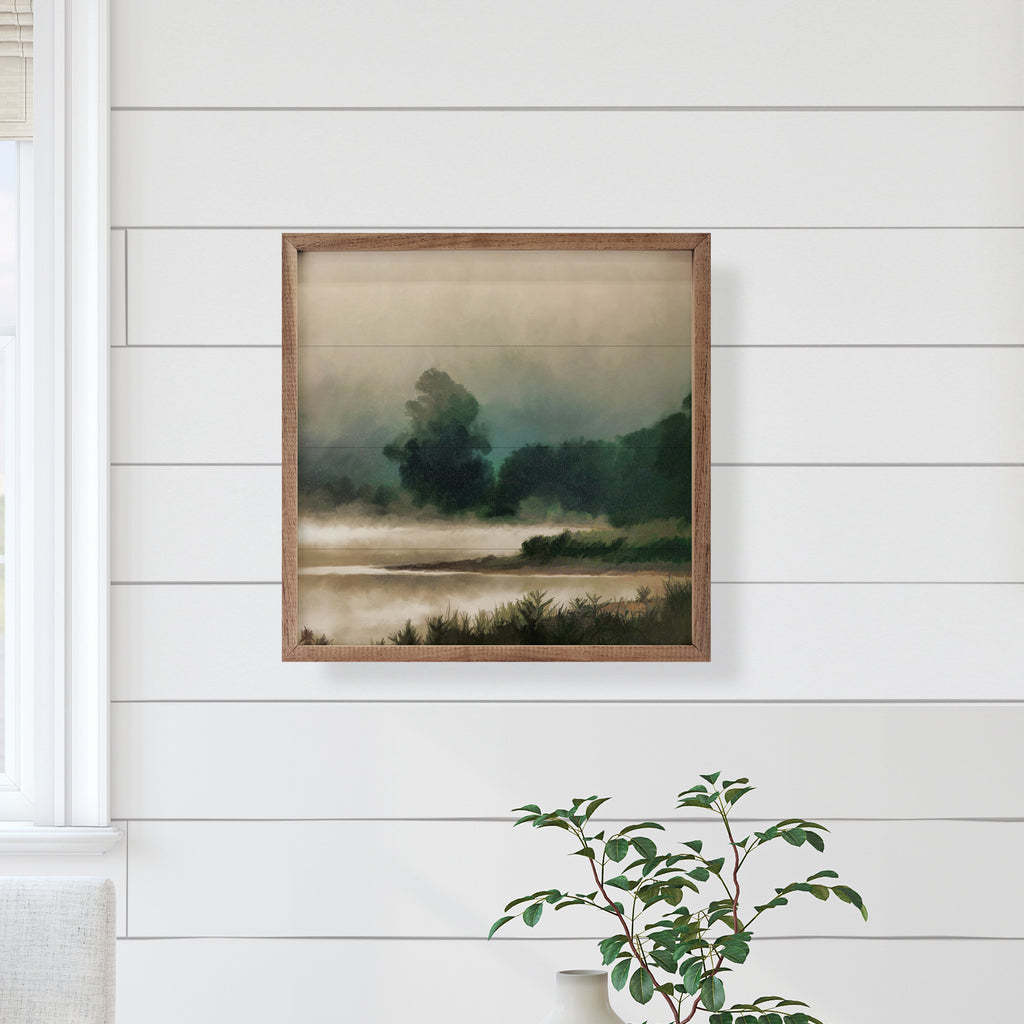 Vintage Landscape Painting 16x16 / Multi-Color