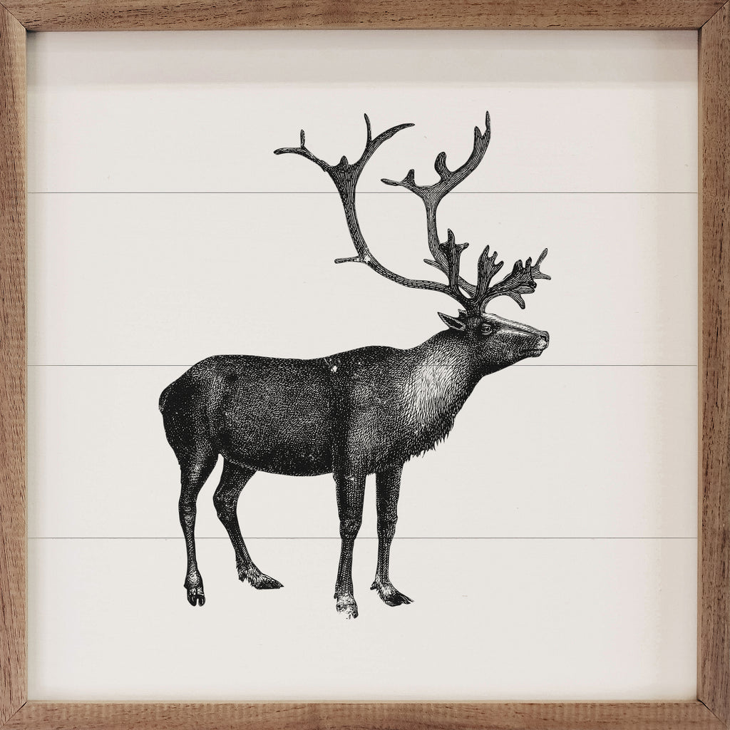 Vintage Reindeer Print 16x16 / White