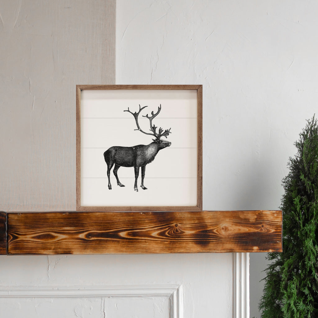 Vintage Reindeer Print 16x16 / White