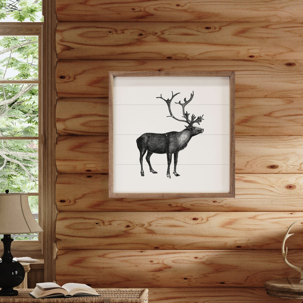 Vintage Reindeer Print 16x16 / White