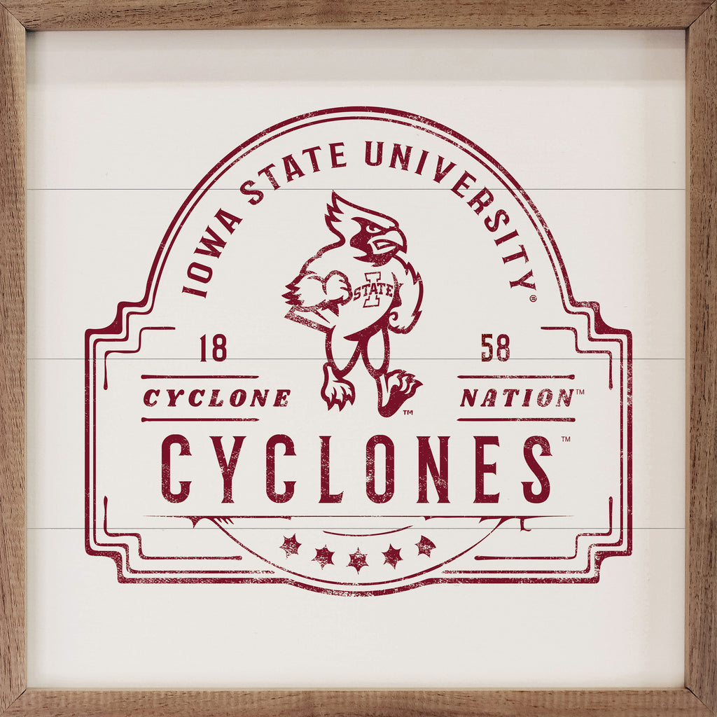 Vintage Stamp Iowa State 16x16 / White