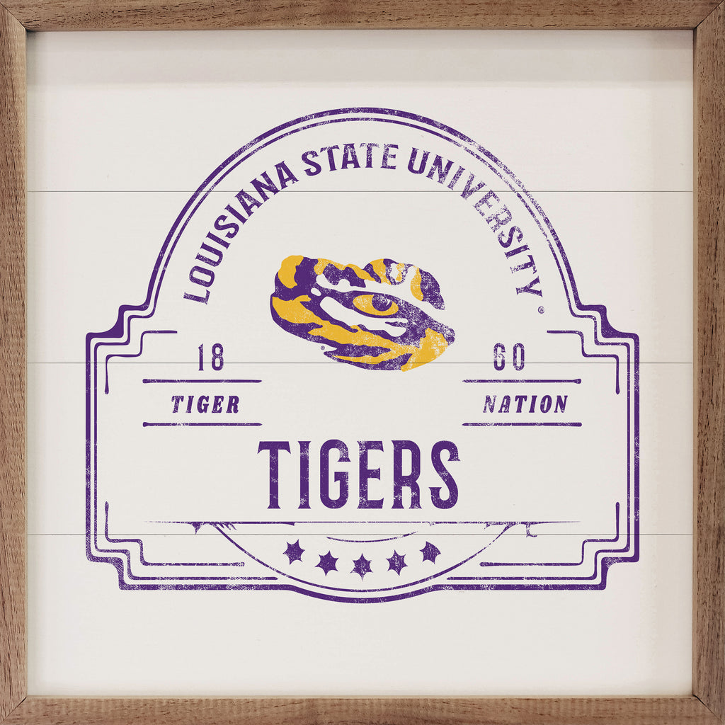 Vintage Stamp LSU 16x16 / White