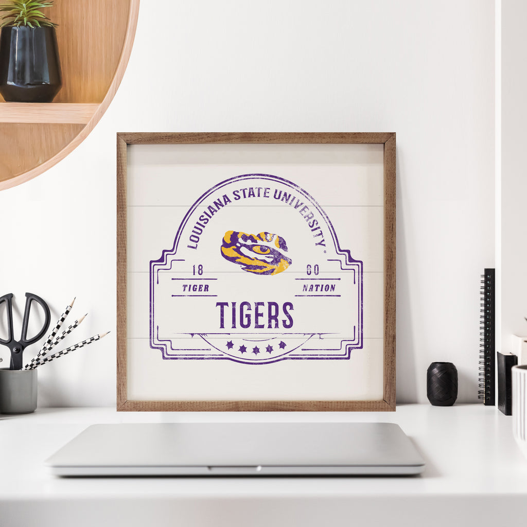 Vintage Stamp LSU 16x16 / White