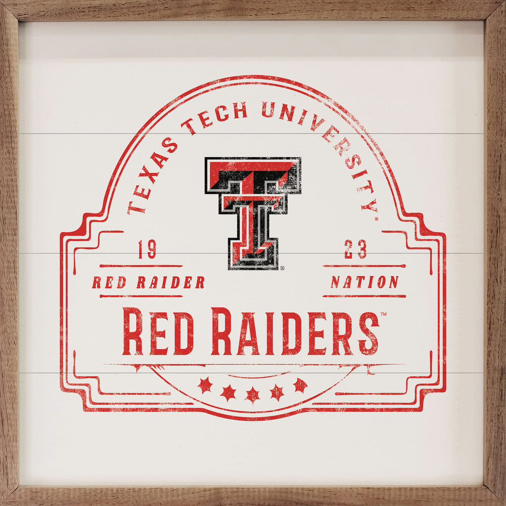 Vintage Stamp Texas Tech 16x16 / White