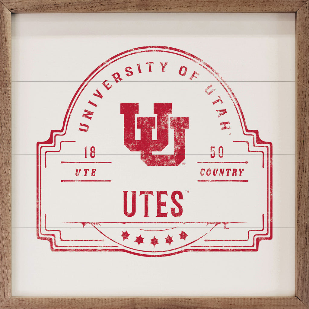 Vintage Stamp Utah 16x16 / White