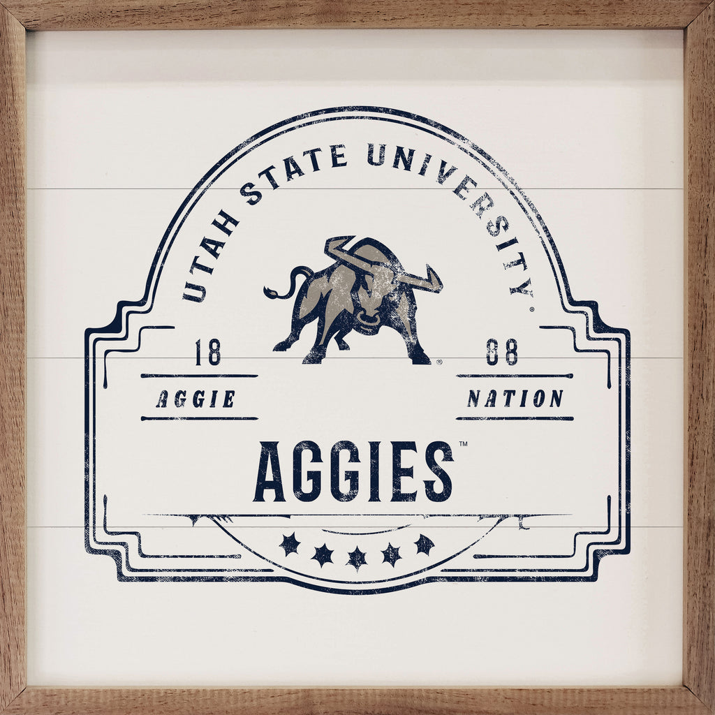 Vintage Stamp Utah State 16x16 / White