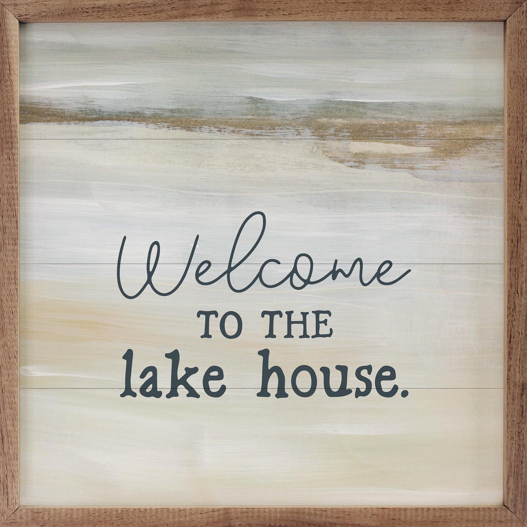 Welcome To Our Lake House By Emily Wood 16x16 / Multi-Color