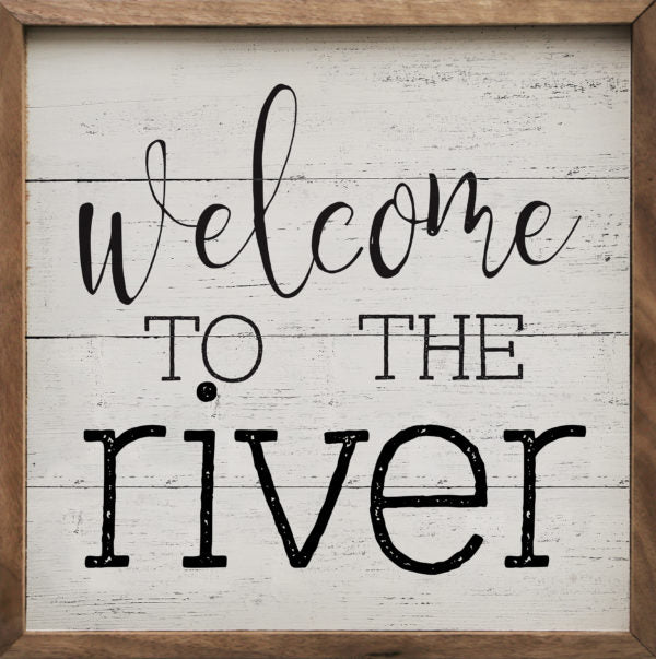 Welcome To The River Typewriter Whitewash 16x16 / Whitewash