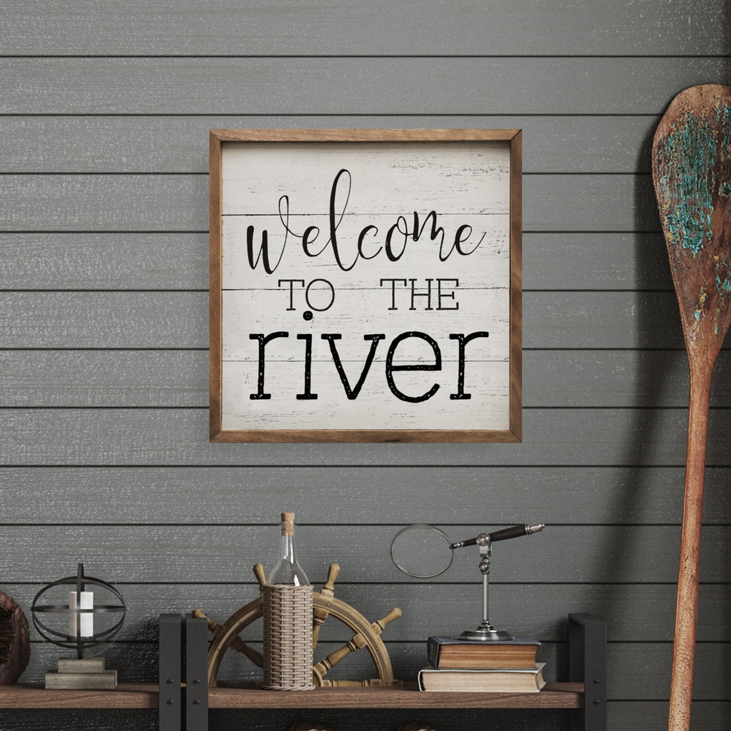 Welcome To The River Typewriter Whitewash 16x16 / Whitewash