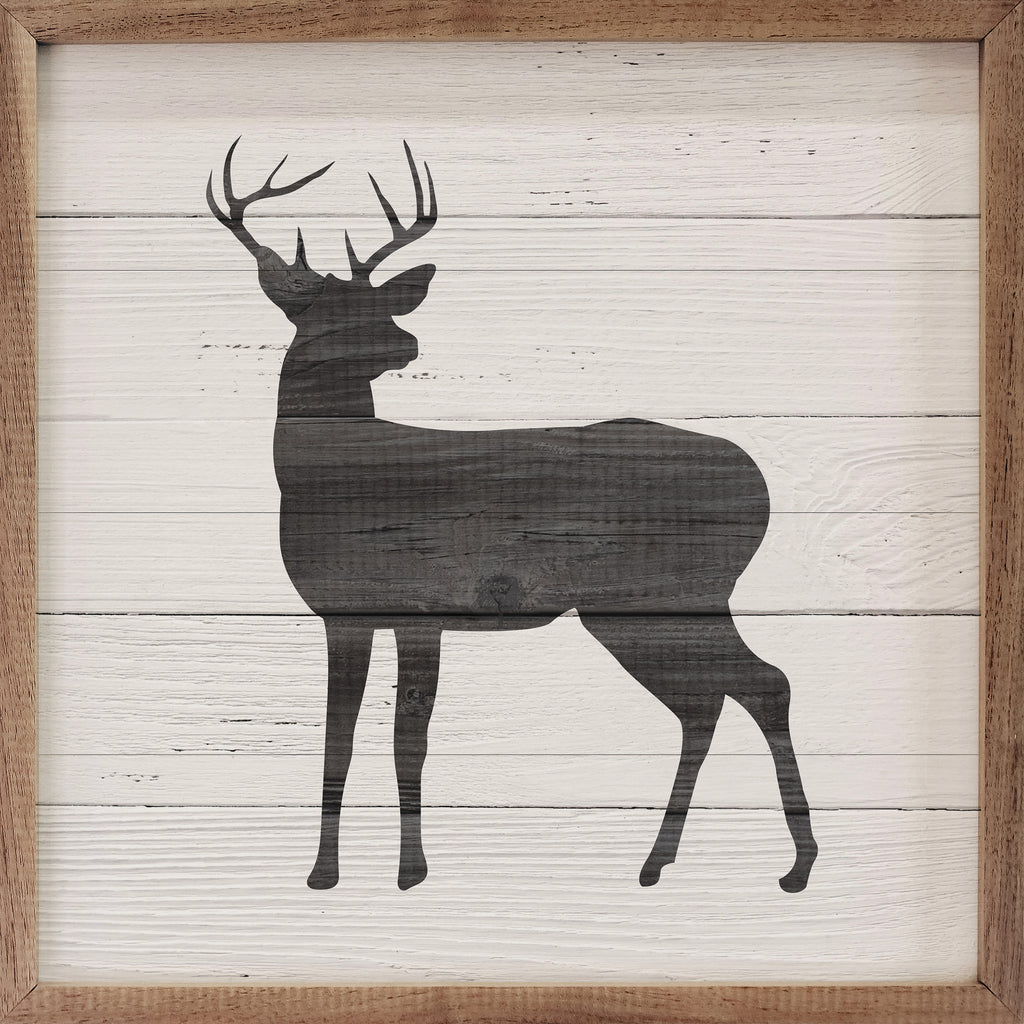 Woodland Deer Whitewash 16x16 / Whitewash