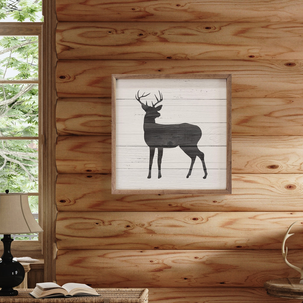 Woodland Deer Whitewash 16x16 / Whitewash