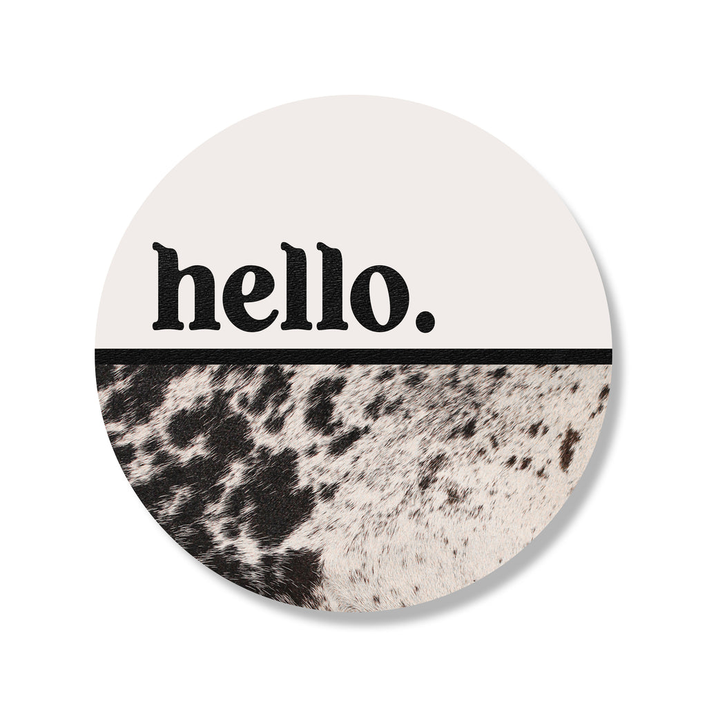 Hello Cowhide White Circle Cowhide