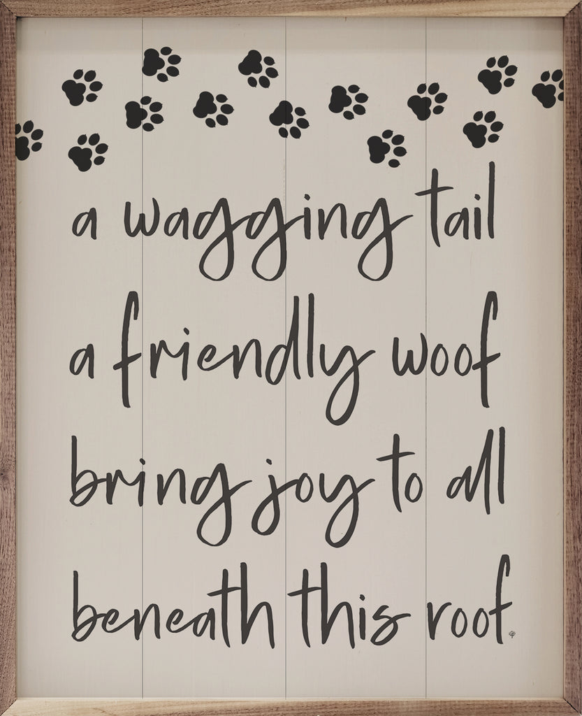 A Wagging Tail Paws White 16x20 / White