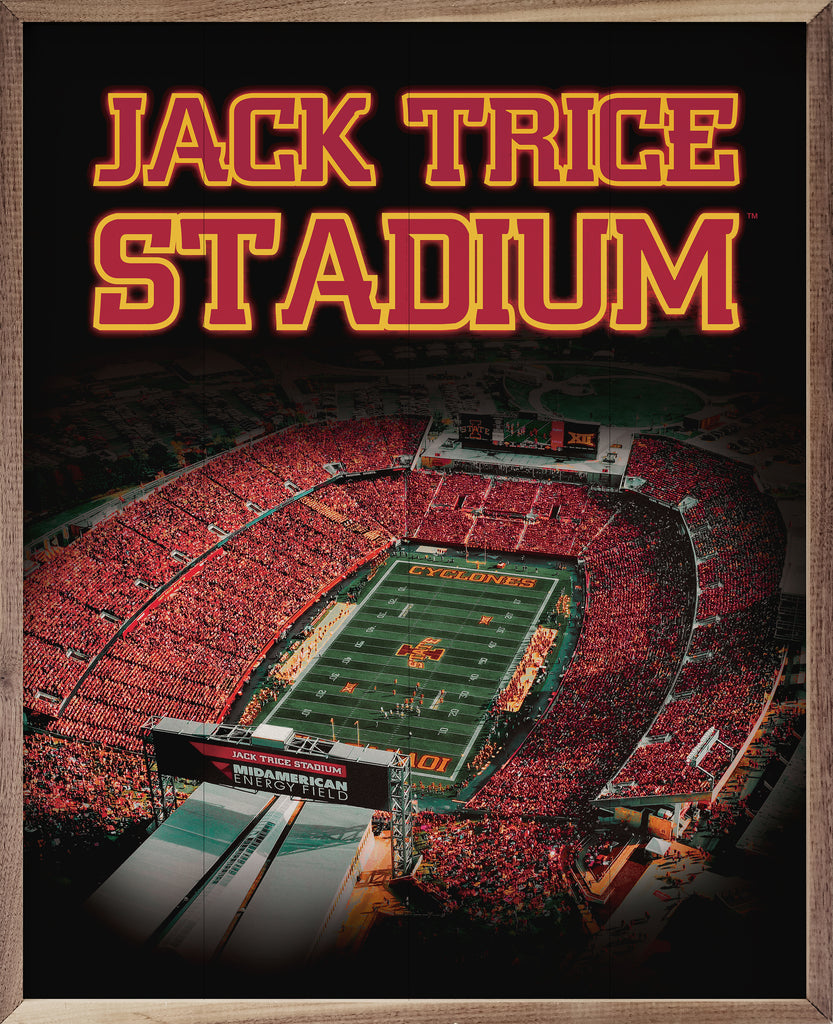 Aerial Photo Football Iowa State 16x20 / Black