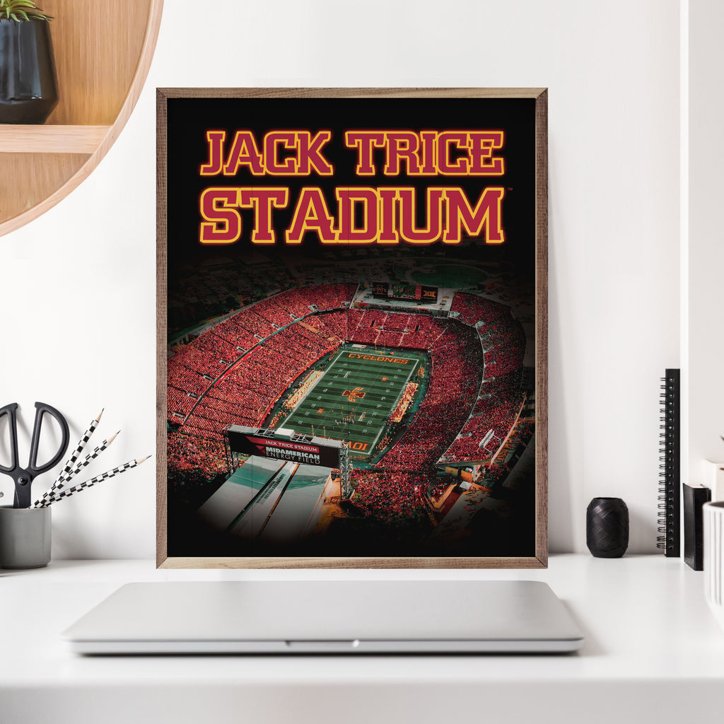 Aerial Photo Football Iowa State 16x20 / Black