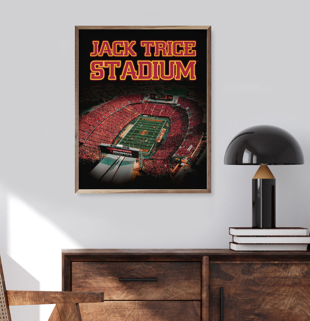 Aerial Photo Football Iowa State 16x20 / Black