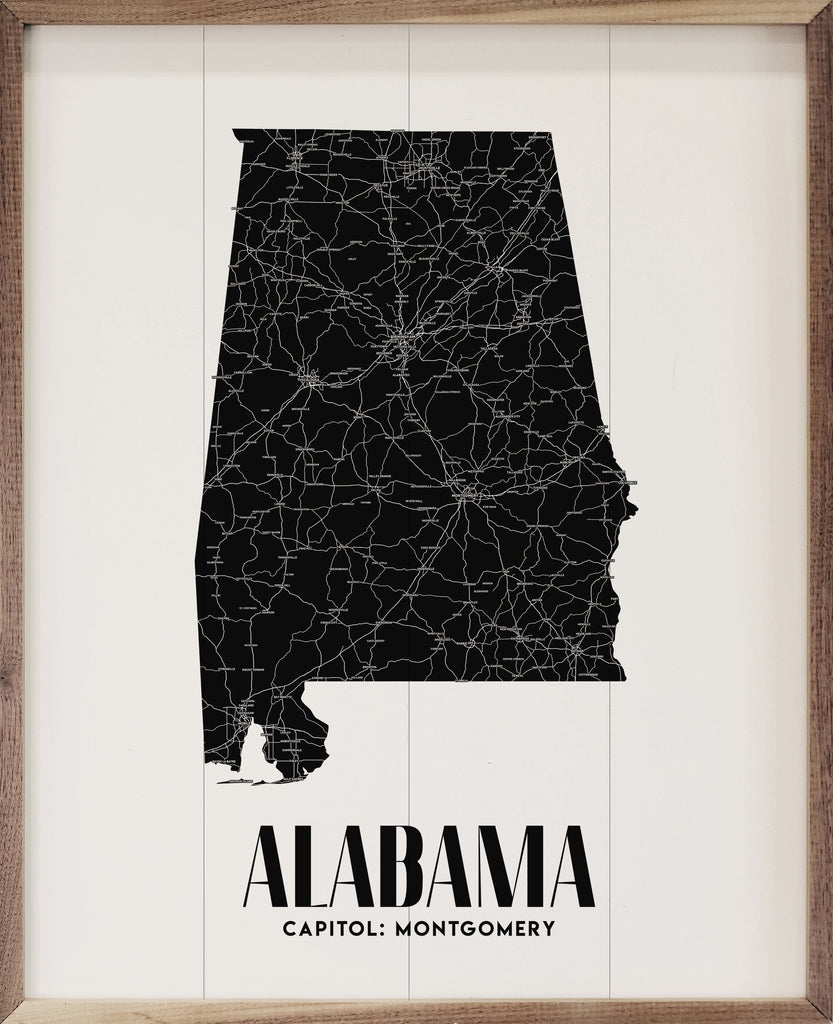 Alabama State Print 16x20 / White