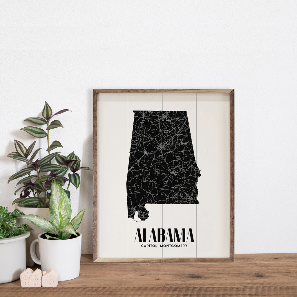 Alabama State Print 16x20 / White