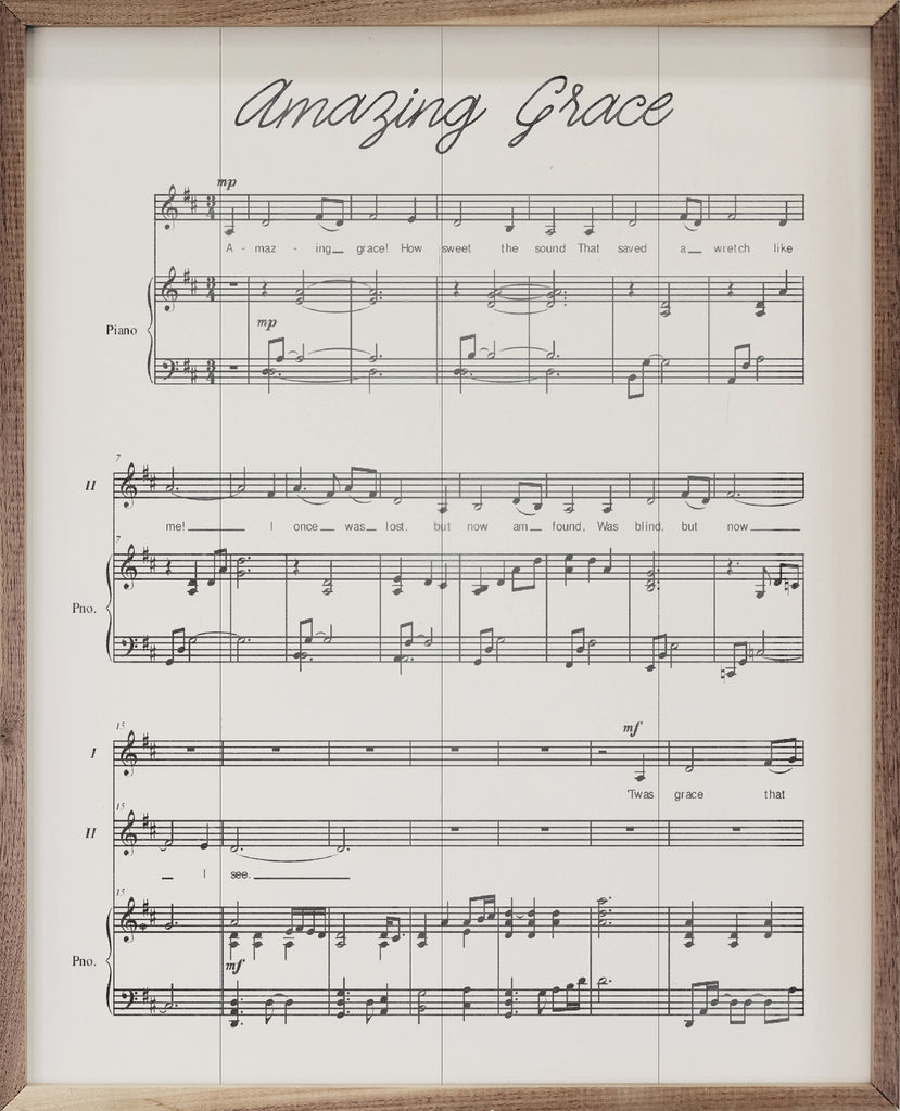 Amazing Grace Sheet Music Antique White 16x20 / White