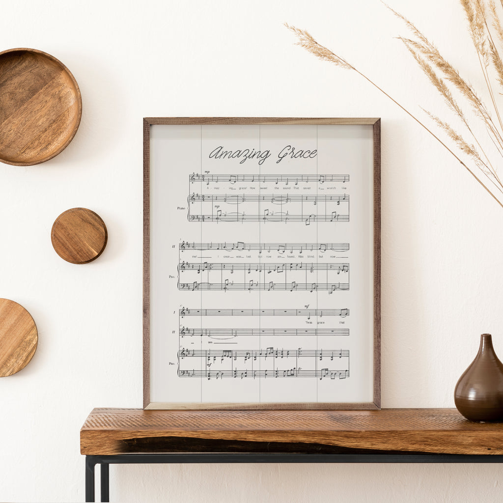 Amazing Grace Sheet Music Antique White 16x20 / White