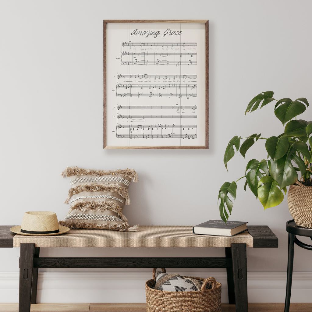 Amazing Grace Sheet Music Antique White 16x20 / White