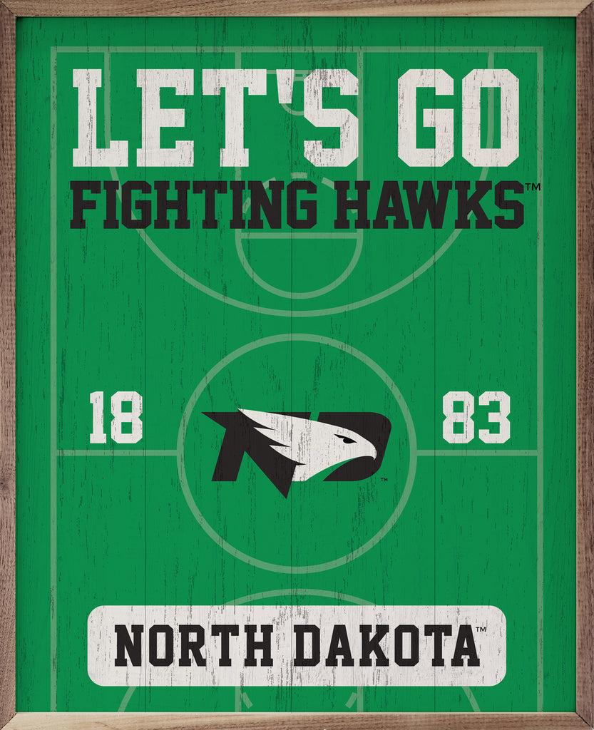 Basketball Court Let's Go Fighting Hawks 16x20 / Green
