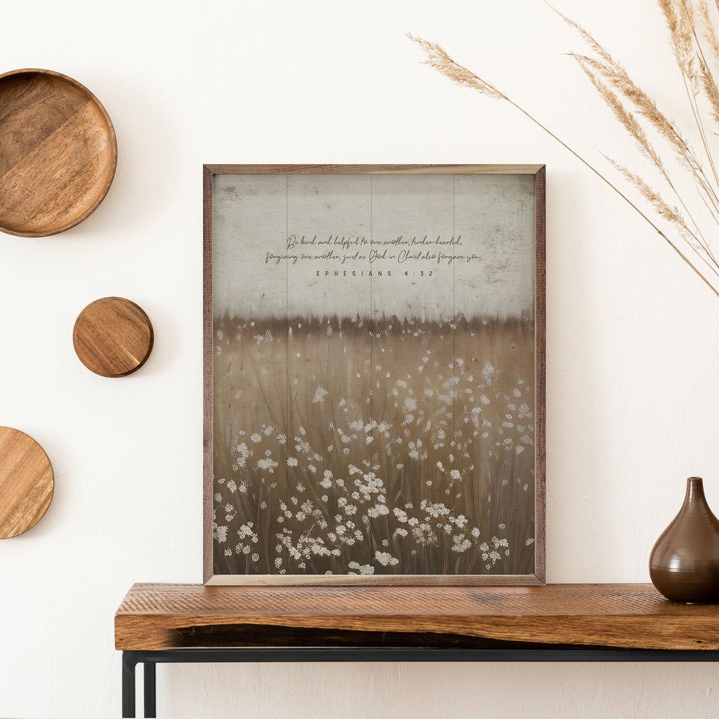 Be Kind And Helpful Flower Field Ephesians 4 32 16x20 / Multi-Color