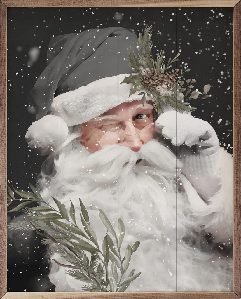 Grayscale Santa Claus 16x20 / Black