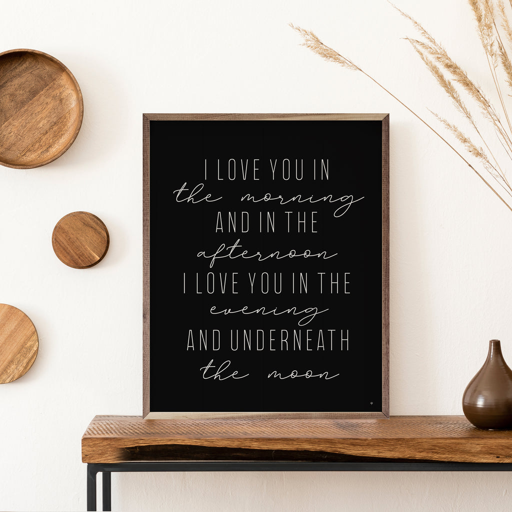 Love You In The Morning Black 16x20 / Black