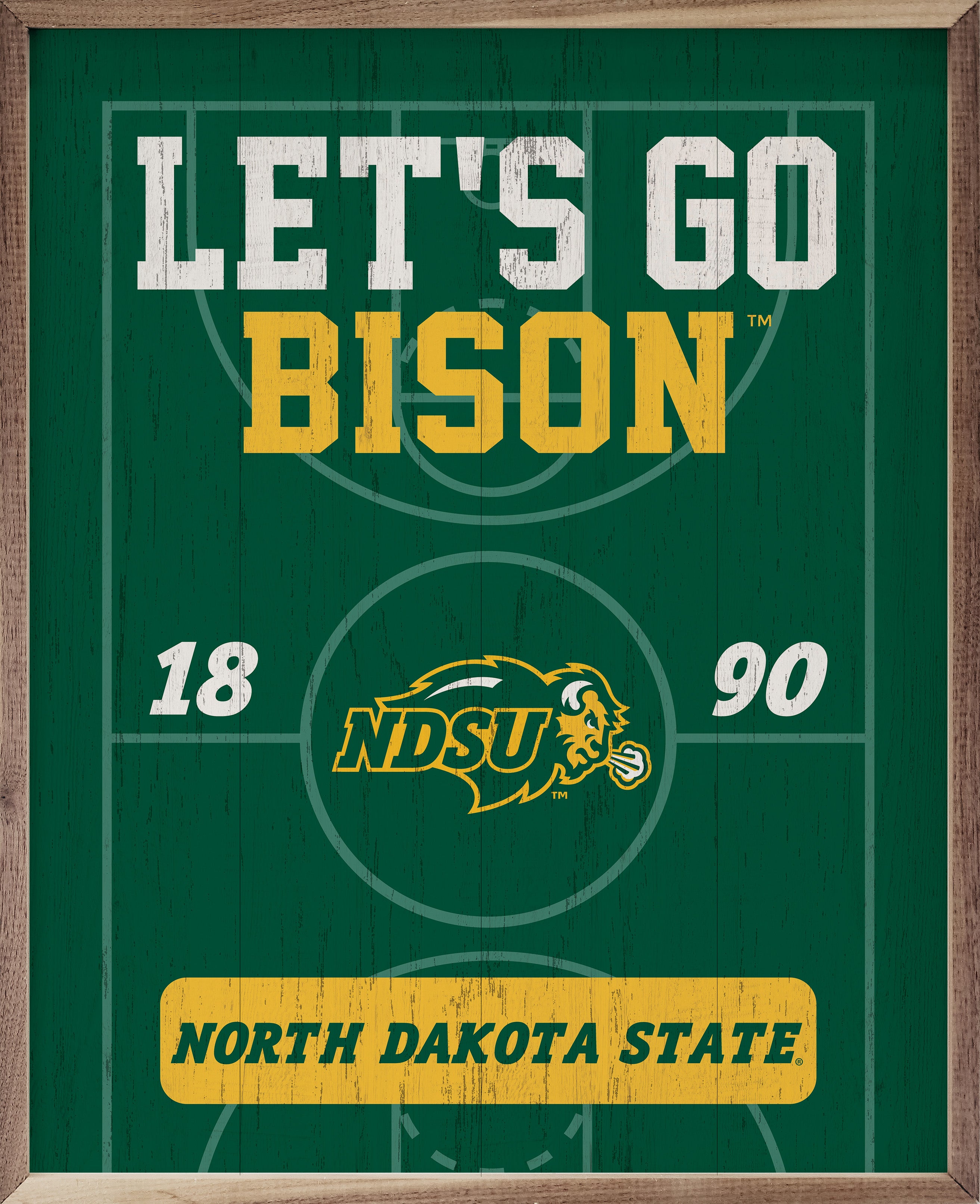 Basketball Court Let's Go Bison 16x20 / Green