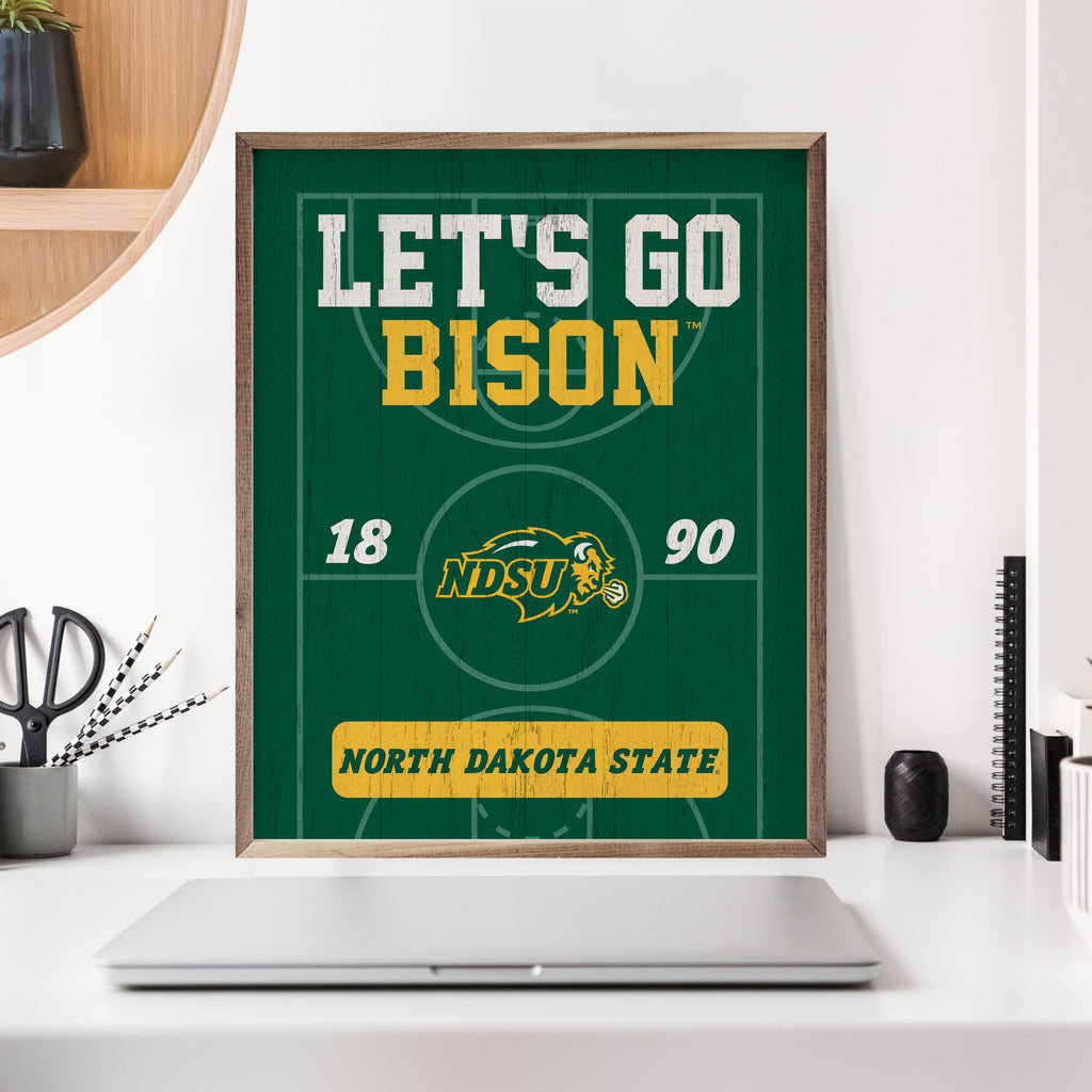 Basketball Court Let's Go Bison 16x20 / Green