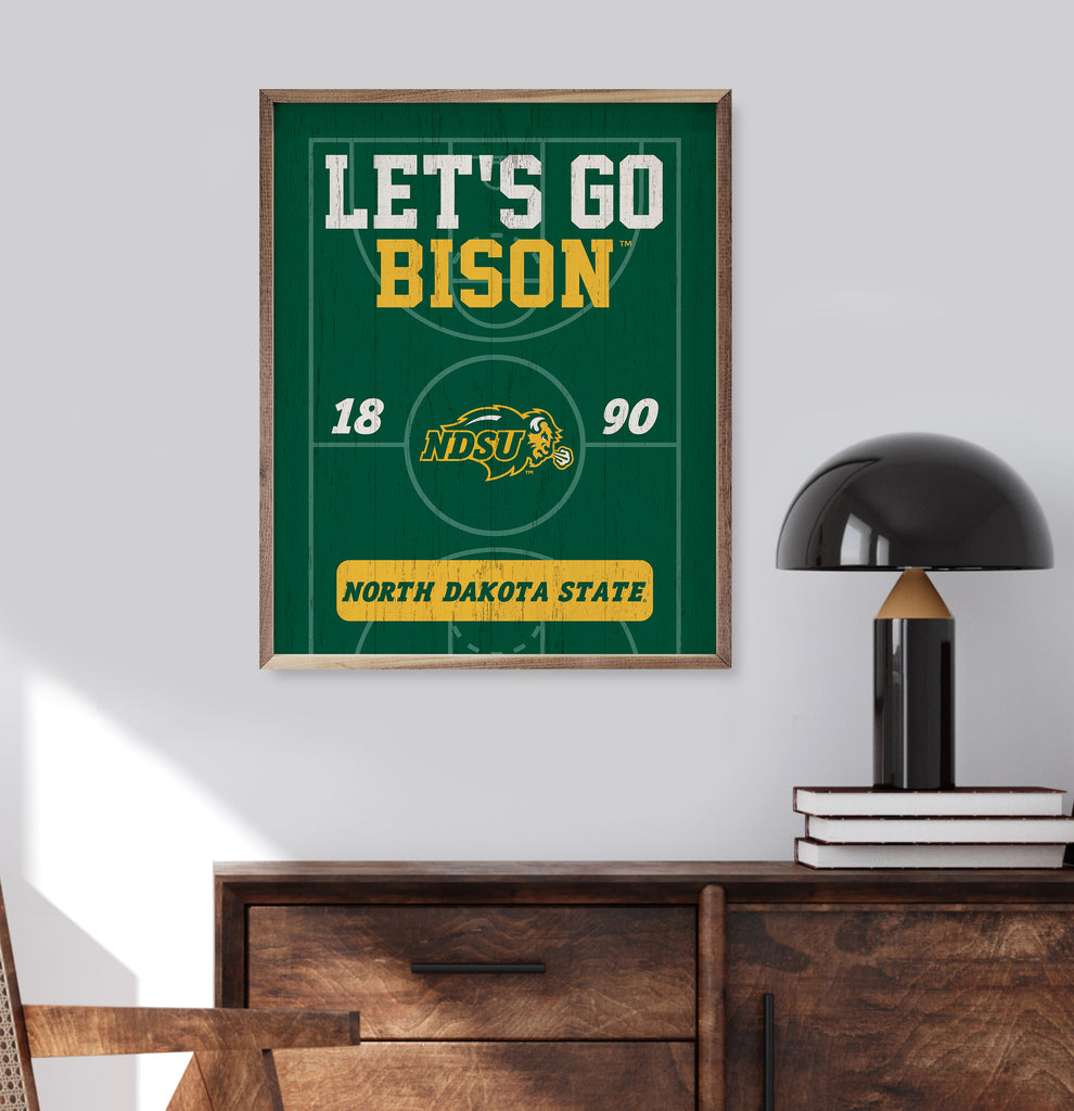 Basketball Court Let's Go Bison 16x20 / Green