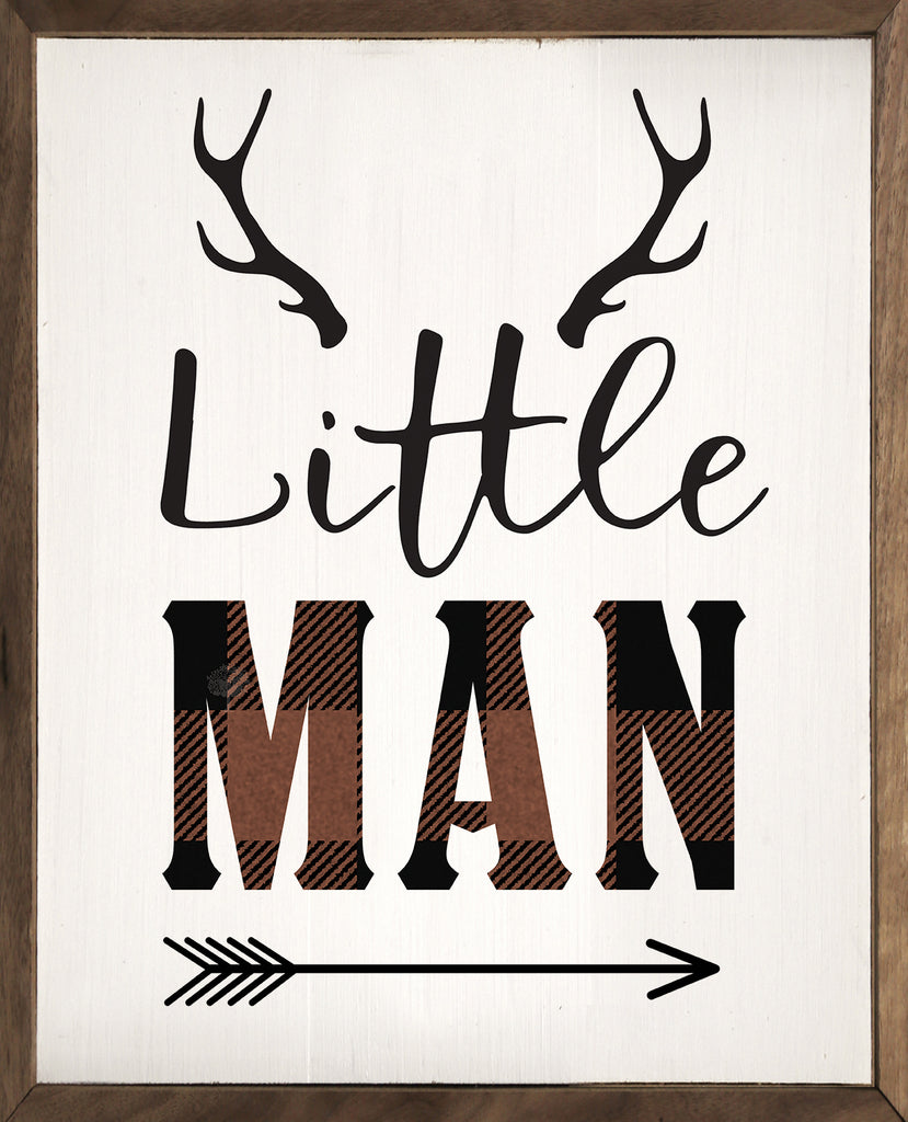 Little Man Antlers Arrow White 16x20 / White