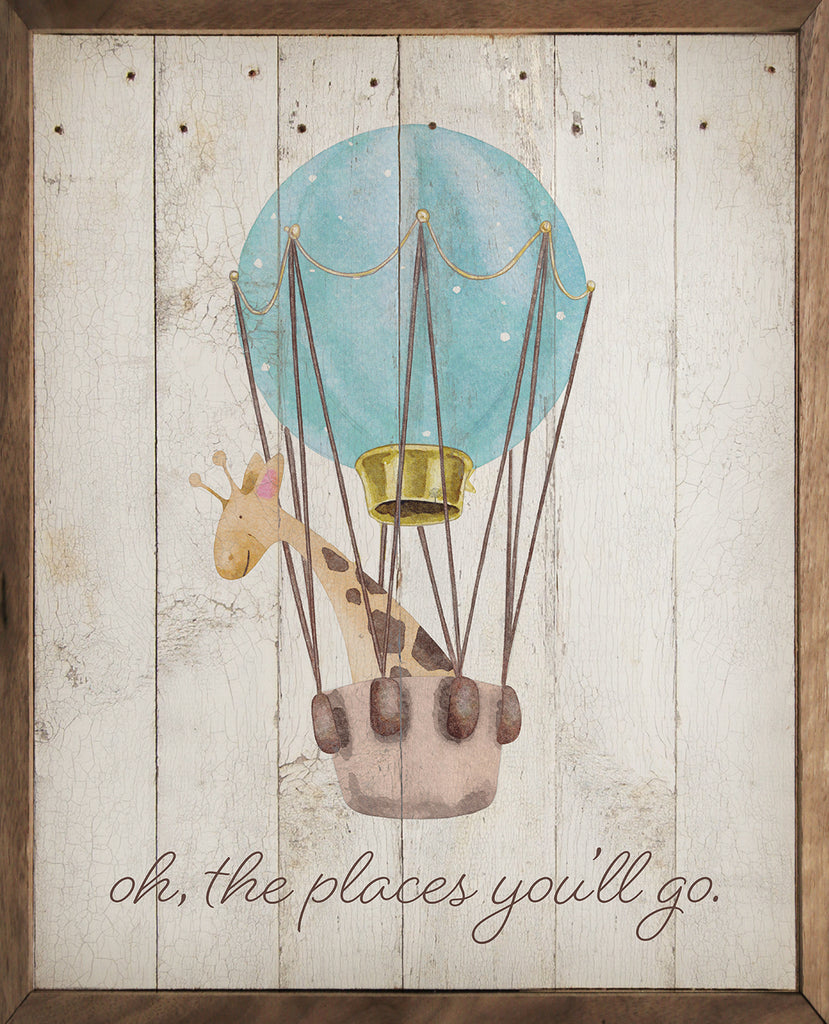 Oh The Places You'll Go Giraffe Whitewash 16x20 / Whitewash