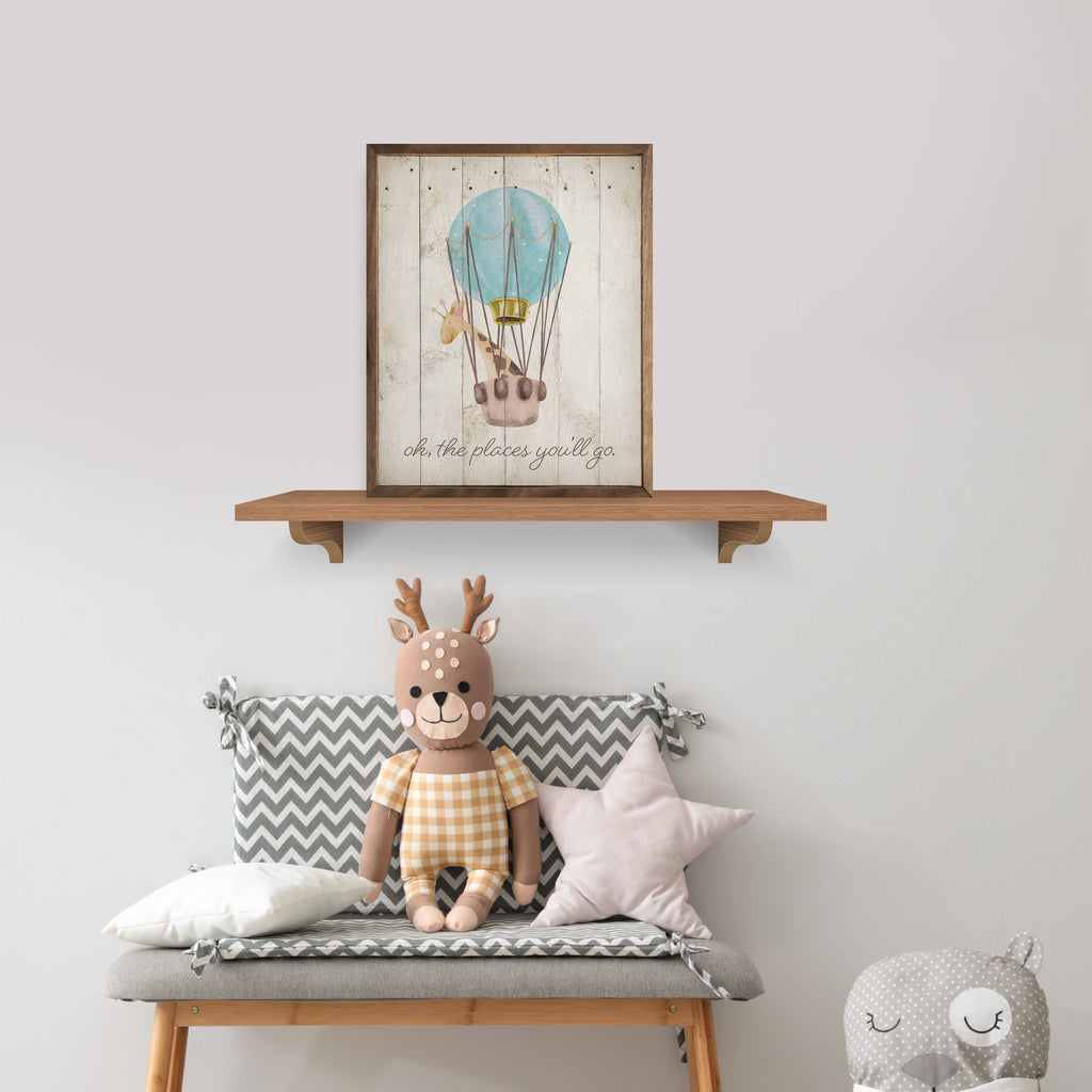 Oh The Places You'll Go Giraffe Whitewash 16x20 / Whitewash