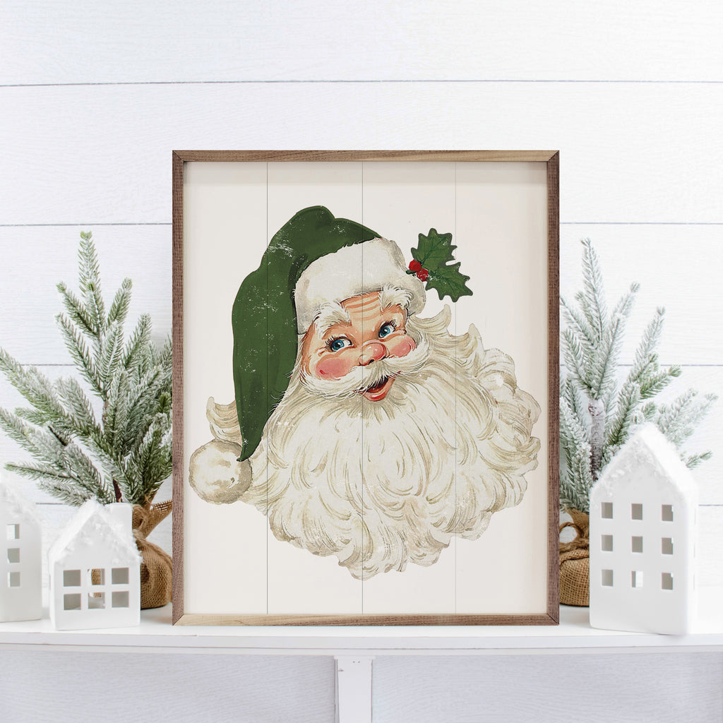 Santa Green Hat 16x20 / White