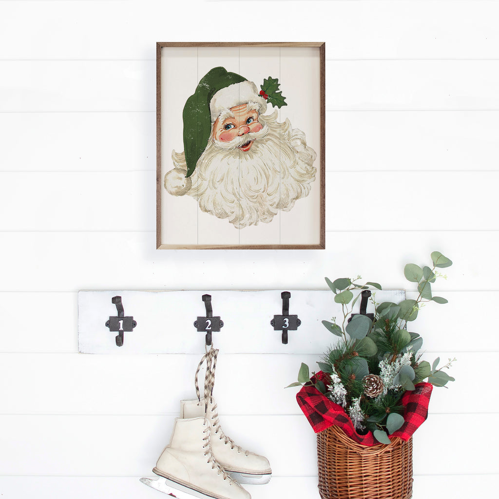 Santa Green Hat 16x20 / White