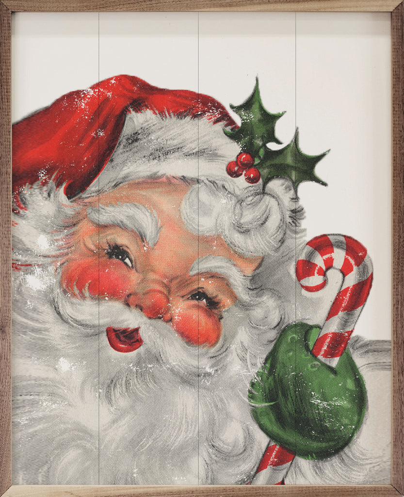 Santa With Candy Cane 16x20 / White