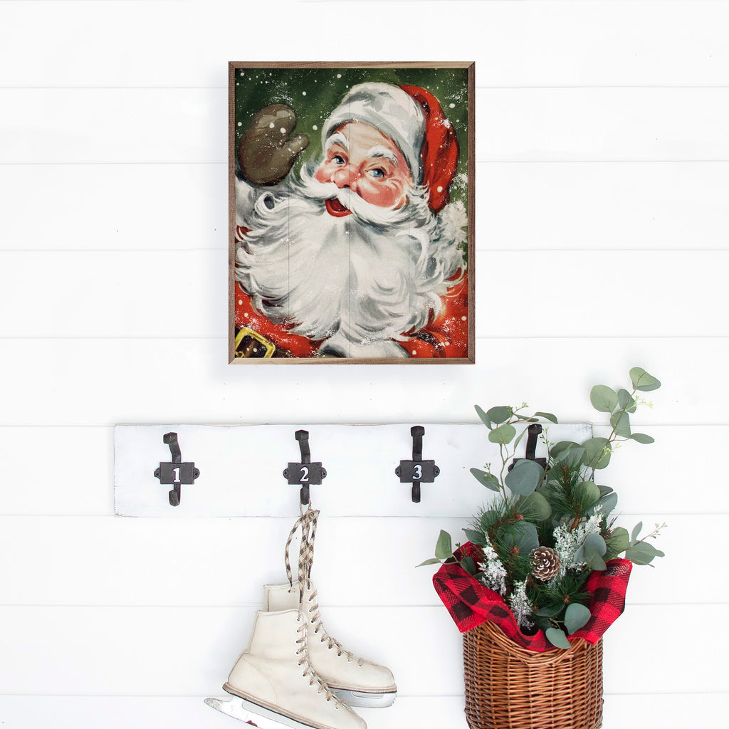 Santa With Snow Green 16x20 / Green