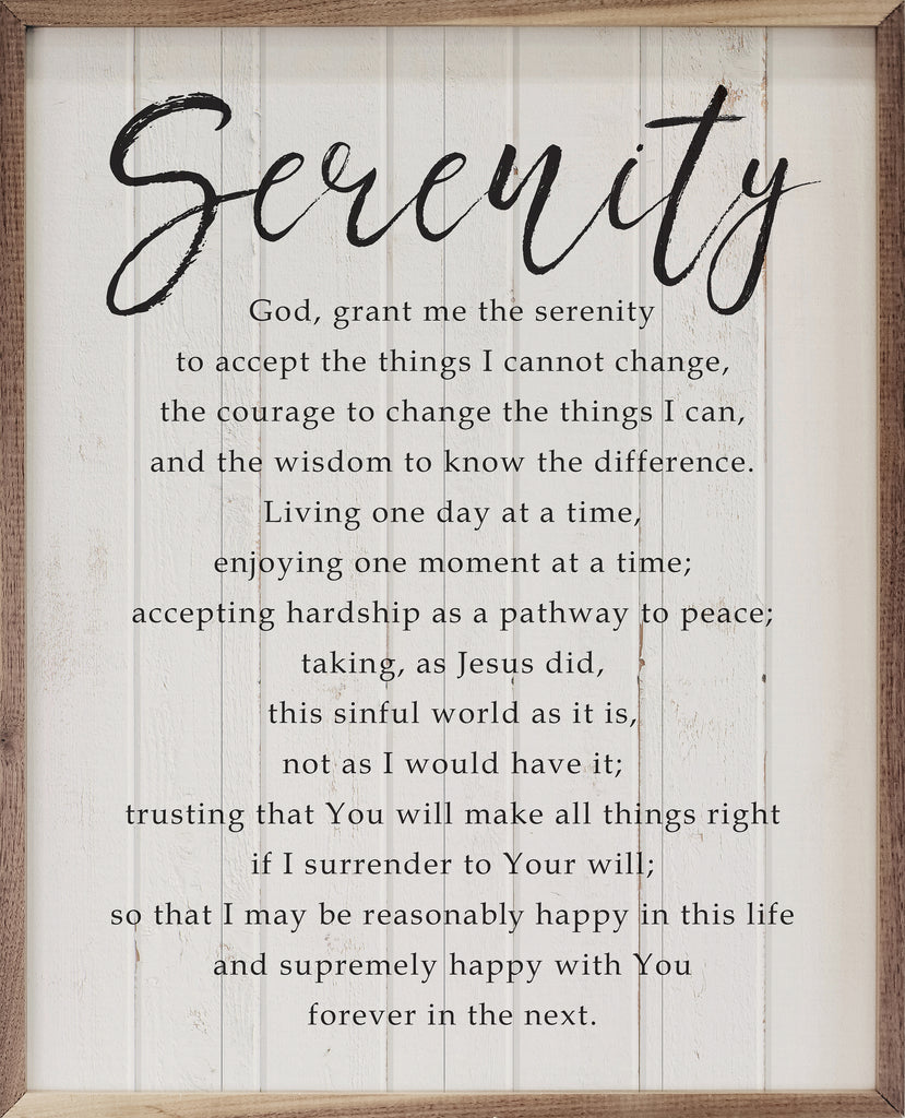 Serenity Prayer Whitewash 16x20 / Whitewash